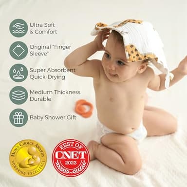 Momcozy Soft & Absorbent Baby Washcloths - 4 Layer Design| Medium Thickness| Premium Cotton for Newborns' Skin-Great for Bathing, Wiping & on-The-go Use, Shower Gift and Essential(5 Pack, 10x10 inch) - Image 2