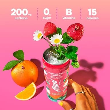 Alani Nu STRAWBERRY SUNRISE Sugar Free, Low Calorie Energy Drinks, 200mg Caffeine, Biotin B Vitamins, Zero Sugar, 15 Calories, 12 Fl Oz Cans, 12 Pack - Image 4