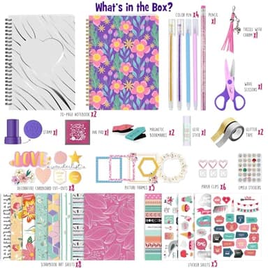 LAOESE 2-Pack DIY Journal Kit for Girls -Christmas Birthday Gifts for Girls 8 9 10 11 12 13 14 Years Old - Arts & Crafts for Teens Trendy Stuff - Scrapbook & Diary Supplies Toys Set - Image 2