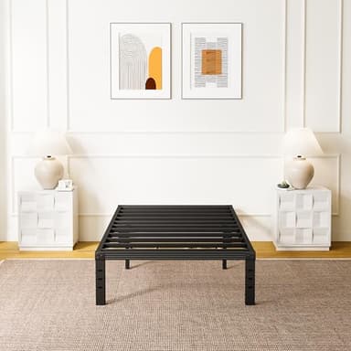 ZIYOO Twin Bed Frames with Heavy Duty Steel Slat, 14 Inches Platform Bed Frame, Non-Slip Design, No Box Spring Needed, Easy Assembly, Quiet Noise Free, Under Bed Storage Space, Black - Image 7