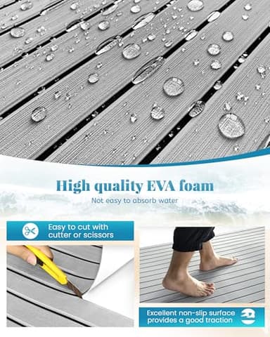 KXKZREN Boat Flooring EVA Foam Decking Sheet Faux Teak Marine Mat Marine Carpet Cooler Tops Non-Slip Self-Adhesive Flooring for Motorboat RV Yacht Kayak Swim Platform 94" x 47"/44"/35"/23"/16" - Image 5
