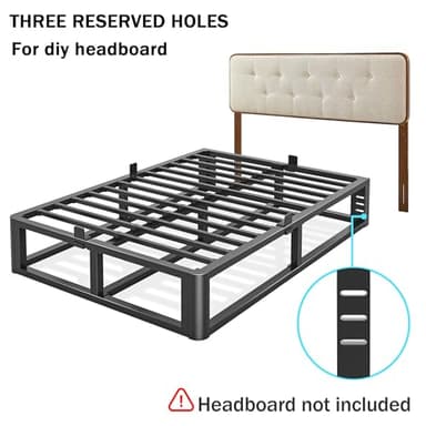 Firpeesy Metal Heavy Duty 18 inch Full Bed Frame with Rounded Corner and Headboard Hole Mattress Retainers 3500 LBS No Box Spring Needed Platform Noise Free Easy Assembly - Image 7