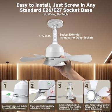 MOTCTQVD Ceiling Fans with Lights and Remote, Ceiling Fan Light 3000K-6000K 3 Colors Dimmable, Ceiling Fan, 1000 Lumens LED Ceiling Fans for Bedroom Garage Kitchen - Image 7