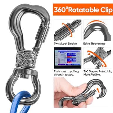 Tresbro 70FT Reflective Tie Out Cable for Dogs Up to 250 Pounds, Steel Wire Lead Leash Cable with Stainless Rotatable Clip, Lightweight and Enduring, Dog Lead Chains for Outside,Yard,Camping, Blue - Image 2
