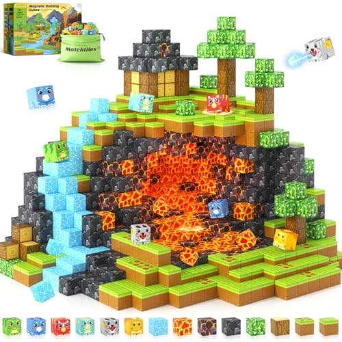 Magnetic Blocks Toys, Build Mine Magnet World Dinosaurs Set, Magnetic Tiles Building for Boys & Girls Kids Ages 3-5 5-7, STEM Montessori Sensory Toys for Toddlers Gifts for 3+ Years Old - Image 1
