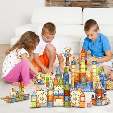 HarworLife 100 PCS Magnetic Tiles, Diamond Magnetic Blocks Building Set Magnet Tiles STEM Toys 3D Kids Preschool Educational Sensory Toys Gift for Toddlers Kids Boys Ages 3 4 5 6 7 8 9+ Year Old - Image 2