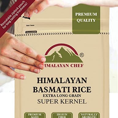 Himalayan Chef Basmati Rice, Natural Extra Long Grain Super Kernal Rice, Premium Quality, Quick Cooking Aromatic, Non-GMO, Halal and Kosher Certified - 10 lbs - Image 3