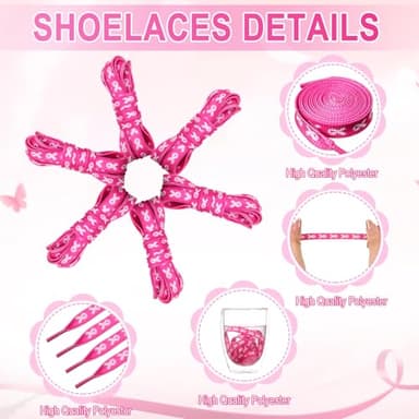 Daifunli 30 Pairs Pink Ribbon Shoe Laces 45'' Breast Cancer Awareness Shoelaces for Fundraising Walks Sports Football Boot(Pink) - Image 3