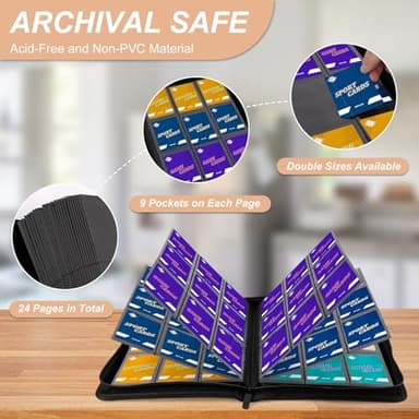 TiopLior Zip MTG Card Binder with 432 Side Loading Pocket - fits TCG Baseball Football Sports Cards - Easy to Insert Collection Binder - Black - Image 7