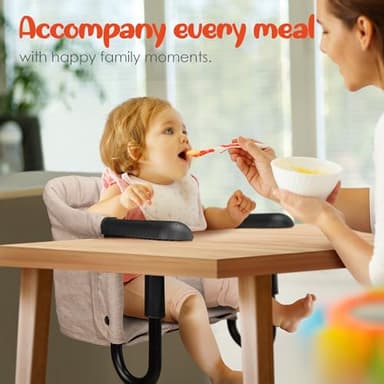 Hook On High Chair - Portable & Foldable for Babies 6-36 Months, Family & Travel Use with Carry Bag(Khaki) - Image 7
