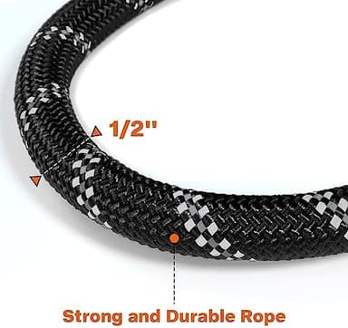 Taglory Rope Dog Leash 6 FT with Comfortable Padded Handle, Highly Reflective Threads Leash for Medium Large Dogs, 1/2 inch, Black - Image 3