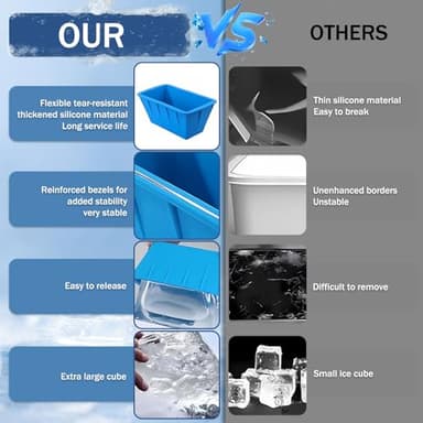 Extra Large Ice Cube Molds 4Pack 32LB Silicone Large Ice Cube Molds for Cold Plunge Tub,Reusable Ice Cube Trays for Freezer,Ice Block Molds for Home Ice Baths,Cold Plunge Accessories,Ice Bath Chiller - Image 6