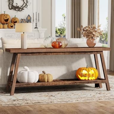Tribesigns 70.86-Inch Console Table for Entyrway, Farmhouse 2-Tier Entry Entrance Table, Narrow Long Sofa Table Behind Couch, Rustic Brown - Image 8