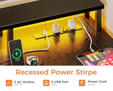 ODK L Shaped Desk with File Drawer, 75" Reversible L Shaped Computer Desk with Power Outlet & LED Strip, Office Desk with Storage Shelves, Gaming Desk with Monitor Shelf, Corner Desk, Black - Image 8