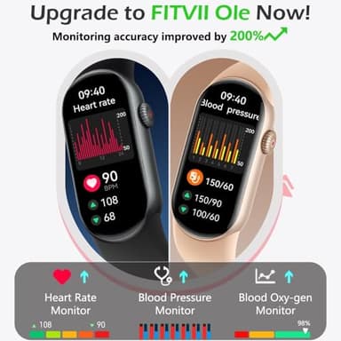 FITVII Ole Fitness Tracker with 24/7 Heart Rate and Blood Pressure Monitor, Blood Oxygen Sleep Tracking Step Calories Counter IP68 Waterproof Activity Tracker for Women Men - Image 3