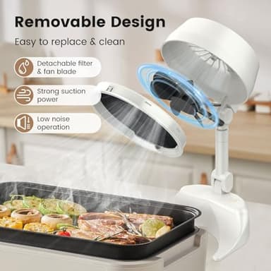 Portable Range Hood for Cooking,Portable Range Hood Exhaust Fan,Portable Exhaust Fan Filtering Fumes with Low Noise for Kitchen,Indoor BBQ,RV Kitchen and Maintenance Workbench (White) - Image 5