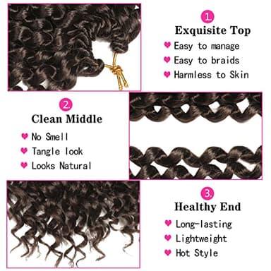 Ubeleco 18 Inch Passion Twist Hair, Water Wave Crochet Hair Passion Twist Crochet Hair for Women Long Bohemian Synthetic Curly Braiding Hair Extensions Passion Twists Braiding Hair (7pcs,#4) - Image 3