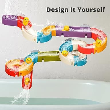 Aprilwolf Duck Slide Bath Toys for Kids Ages 4-8, Wall Track Building Set 3+ Year Old, Fun DIY Kit Bathtub Time Birthday Gift for Toddler Boys & Girls (34 PCS) - Image 2
