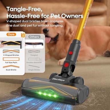 ElecKeys Cordless Vacuum Cleaner, Upgraded 580W 48KPA 65Mins Vacuum Cleaners for Home, Stick Vacuum with Self-Standing and Touch Screen, Anti-Tangled Handheld Vacuum for Pet Hair, Floors, Carpets, K10 - Image 5