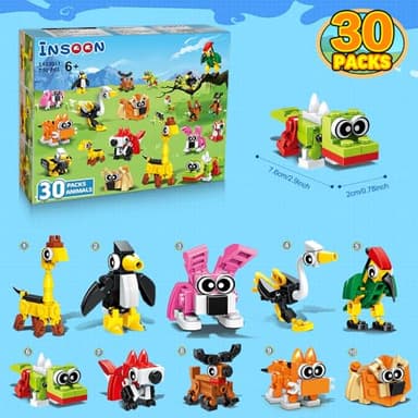 INSOON 30 Pack Party Favors for Kids, 750 PCS Animals Building Block Toy for Goodie Bag Stuffers, Classroom Student Prizes Easter Gift Children's Day Birthday for Kids Boys Girls Ages 6-12+ - Image 9