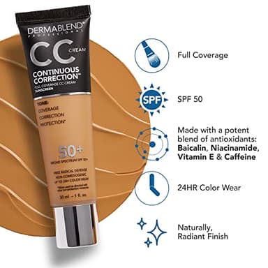 Dermablend Continuous Correctionâ„¢ Tone-Evening CC Cream Foundation SPF 50+, Full Coverage Foundation Makeup & Color Corrector, Non-Comedogenic , 1 Fl Oz (Pack of 1) - Image 3