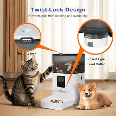 Automatic Cat Feeder, 4L Cat Food Dispenser with 10s Voice Recorder, Pet Feeder up to 8 Meals per Day, Timed Dog Feeder with Dry Food Sealed Ring (White, 4L-Basic) - Image 9