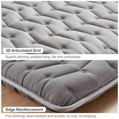 Premium Foam Japanese Futon Floor Mattress Queen Size 60"x 80",100% High Density Foam Comfortable Floor Mattress,3.5" Thicken Foldable Sleeping Pad,Dormitory Tatami Mat,for Adult and Kids(Gray) - Image 4