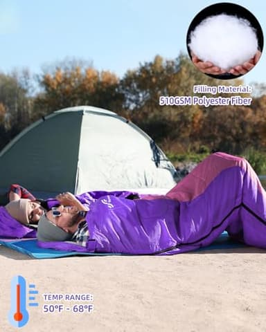 Sleeping Bags for Adults, Sportneer Sleeping Bag 3-4 Season Warm Weather Waterproof Lightweight Camping Sleeping Bag for Camping Backpacking Hiking Outdoor Travel - Image 4