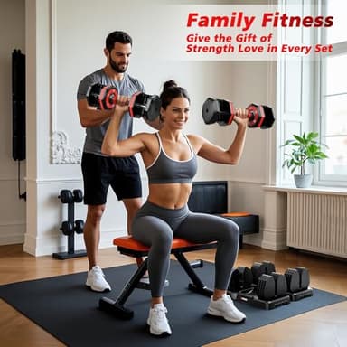 Rendpas Adjustable Dumbbells Set of 2, Select Weight Dumbbell Set, 5 in 1 Free Dumbbell Set with Anti-Slip Texture Handle, Weight Set For Home Gym Suit both Men and Women - Image 6