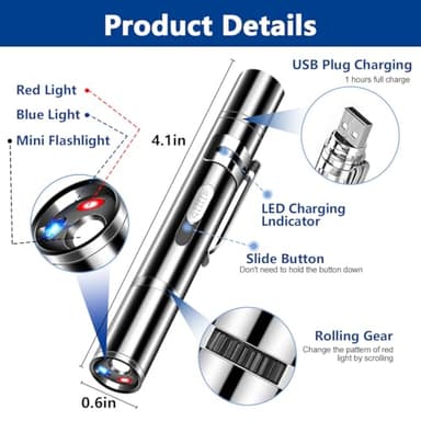 Rumcut Laser Pointer Cat Toys, Cat Laser Pointer Toy with Three Light Modes, Five Adjustable Patterns,USB Portable Charging, Interactive cat Toy Multifunctional and Portable - Image 5