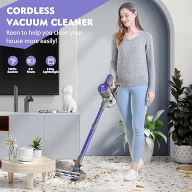 WLOTPO Cordless Vacuum Cleaners for Home with Powerful Suction,Stick Vacuum Cordless Rechargeable,Up to 35 Mins Runtime,Lightweight Hardwood Floor Vacuum for Pet Hair,Carpet(Dark Purple) - Image 2