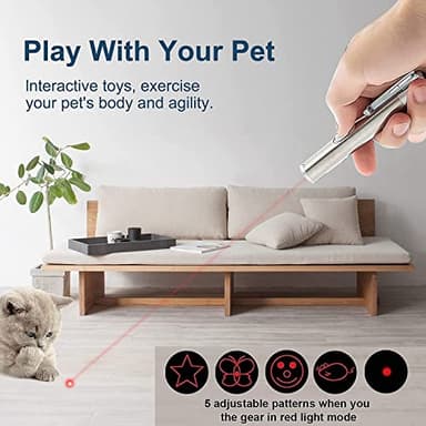 BEGRIM Cat Toys Laser Pointer for Indoor, Rechargeable, 7 Adjustable Wand Red Light Pet Interactive Cat Mouse Toys to Keep Busyfor Kitten Dog Chase Play - Image 6