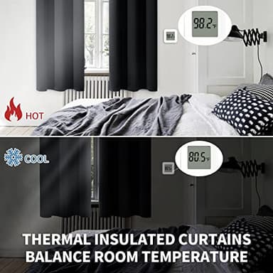 BGment Black Blackout Curtains for Bedroom 63 Inches Long, Black Out Room Darkening Light Blocking Thermal Insulated Grommet Window Drapes for Summer Heat, Each Panel 42 Inch Wide - Image 5