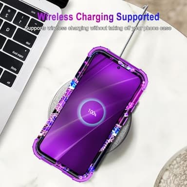 Miqala for Galaxy S25 5G Case,Glow in The Dark Three Layer Heavy Duty Shockproof Full Protection Hard Plastic Bumper+Soft Silicone Protective Case for Samsung Galaxy S25 6.2 inch,Dark Butterfly - Image 8