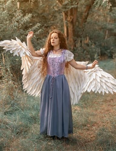 Renaissance Costume Women Medieval Corset Dress Puff Sleeve Fairy Dress Lavender Size 12 - Image 3