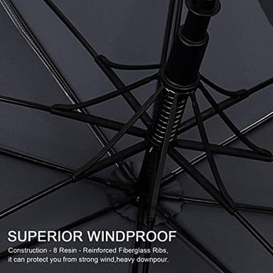 G4Free 68 Inch UV Protection Golf Umbrella Auto Open Vented Double Canopy Oversize Extra Large Windproof Sun Rain Umbrellas (Silver/Black) - Image 4