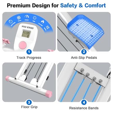 HXD-ERGO Stair Stepper for Home Gym,Folding Vertical Climber Cardio Exercise Machine,Stair Climber for Full Body Workout with Adjustable Handlebar for Women & Men(White) - Image 8