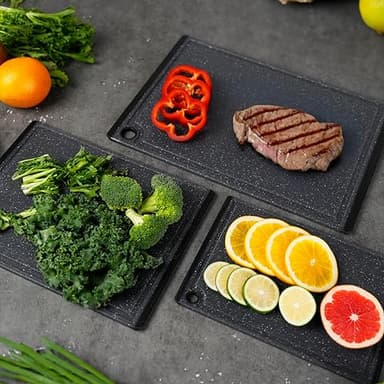Plastic Cutting Boards for Kitchen, 3-Piece Large Cutting Board Set Dishwasher Safe Chopping Boards with Non-slip Feet and Juice Grooves, Kikcoin - Image 4