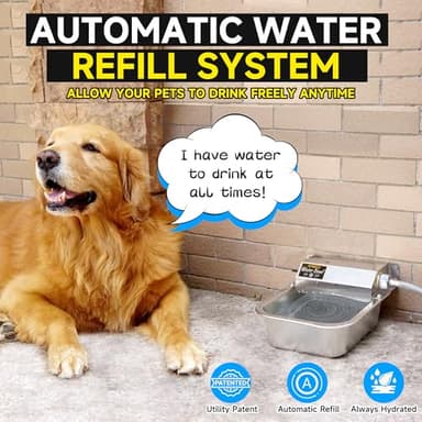 PETIMI Automatic Water Dispenser for Dogs, 101oz Outdoor Dog Water Bowl, 304 Stainless Steel Water Feeder for Small to Large Pets, Large Livestock Waterer, Anti-Tipping, Water Auto-Fill, Easy to Clean - Image 2