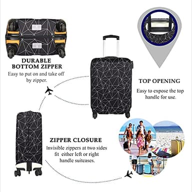 Explore Land Travel Luggage Cover Suitcase Protector Fits 18-22 Inch Case (Black Polygonal, S) - Image 3