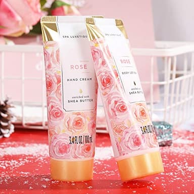 Spa Luxetique Spa Gift Set, Bath Gift Set for Women, 10 Pcs Rose Bath Set, Pink Tote Gift Bag with Shower Gel, Bubble Bath, Body Lotion, Hand Cream, Beauty Gifts for Women - Image 2