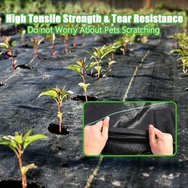Weed Barrier Fabric Heavy Duty, 2.6FT x 100FT Thicken Garden Landscape Fabric Weed Mats, Plastic Weed Control Garden Cloth, Woven Geotextile Fabric for Garden Beds, Underlayment, Commercial Driveway - Image 3