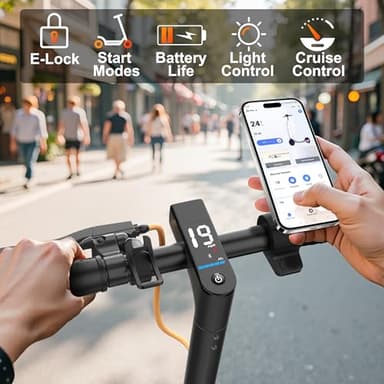 WERHY Electric Scooter for Adults, with 350W Powerful Motor, 12 Miles Range, 19 MPH Top Speed, with 8.5" Solid Tires, Foldable E Scooter with Dual Braking Systems and APP Control - Image 5