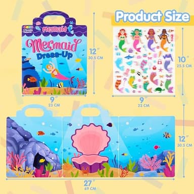 JOYIN Mermaid Dress-Up Reusable Sticker Book for Toddlers, 3D Sticker Books for Kids 3 4 5, Travel Essentials, Airplane Activity Toys, Crafts Gifts, Birthday Gifts - Image 5