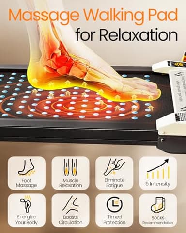 AKLUER Walking Pad with Incline - Dual-Sided 2 in 1 Under Desk Treadmill with Shiatsu Foot Massager, 330LBs Walking Pad Treadmills for Home and Office, LED Display and Remote Control, Black - Image 3