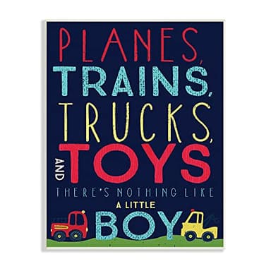 Stupell Industries Planes, Trains, Trucks and Toys Wall Plaque, 10x15, Design By Artist Heather Rosas - Image 1