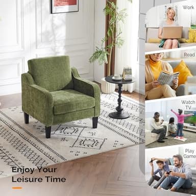 VINGLI Accent Chair for Living Room Chairs Olive Green Reading Chair for Bedroom Scooped Arm Chair Mid Century Modern Accent Chairs Upholstered Comfy Chair for Apartment, Waiting Room - Image 9