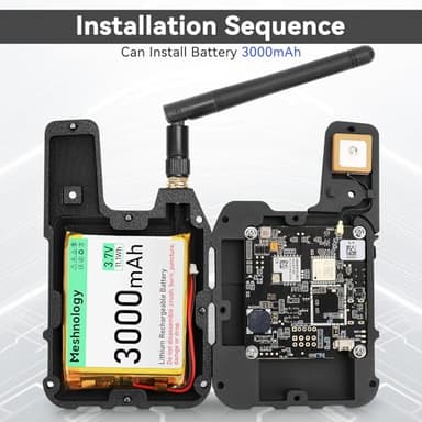 Wio Tracker L1 Board with 3000mAh Battery and Case Set - Wio SX1262 nRF52840 Module Kit for Ar duino Mesh Tastic Lo Ra, Blue Tooth 5.0, GPS GNSS, 1.3" OLED, Battery Type-C Solar Charge (N37, Black) - Image 3
