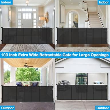 Reinforced Bottom 42" Extra Tall X 100" Extra Wide Retractable Baby Gate Extra Tall Retractable Dog Gate Outdoor Retractable Gate for Dog No Sagging Mesh Baby Gate Retractable Extra Tall Pet Gate - Image 5