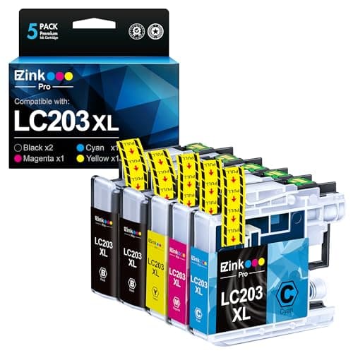 E-Z Ink Pro LC203 Compatible Ink Cartridges Replacement for Brother LC203XL LC201 LC201XL to use with MFC-J480DW MFC-J880DW MFC-J4420DW MFC-J680DW MFC-J885DW (Black, Cyan, Magenta, Yellow, 5 Pack) - Image 1